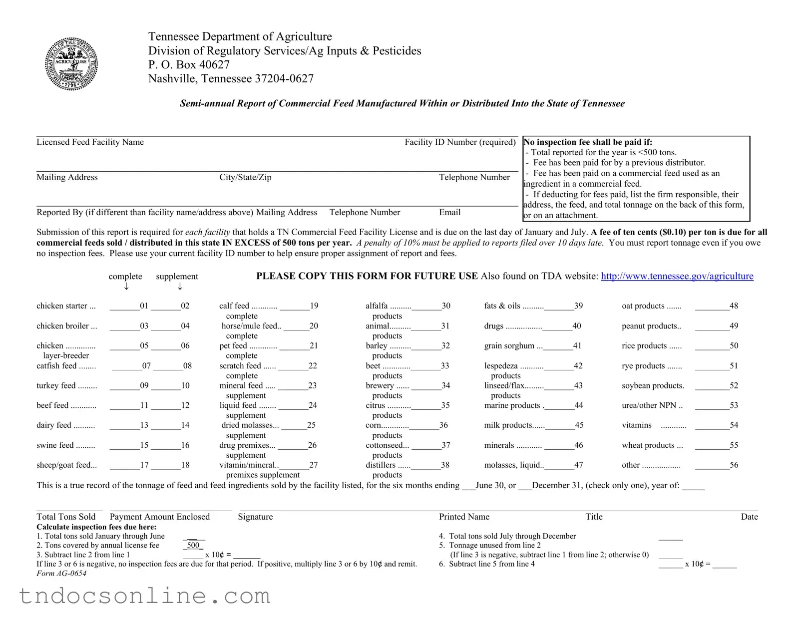 Download Ag 0654 Tennessee Template in PDF