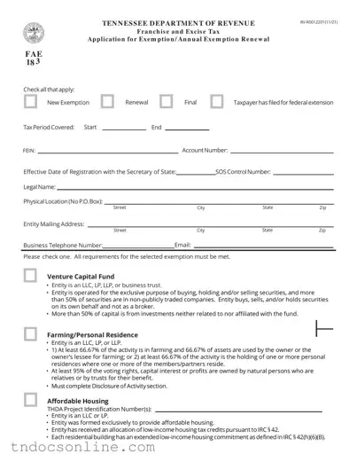 Download Tennessee 183 Template in PDF