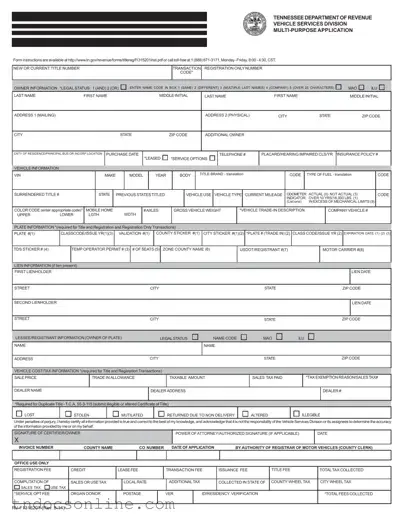 Download Tennessee Application Template in PDF