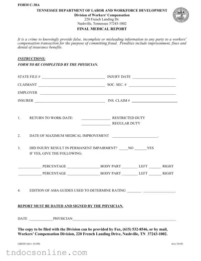 Download Tennessee C 30A Template in PDF