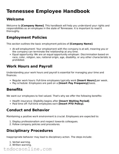 Valid Employee Handbook Document for the State of Tennessee