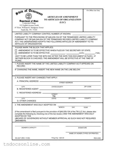 Download Tennessee Ss 4247 Template in PDF