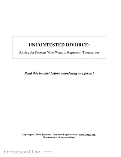 Download Tennessee Uncontested Divorce Template in PDF