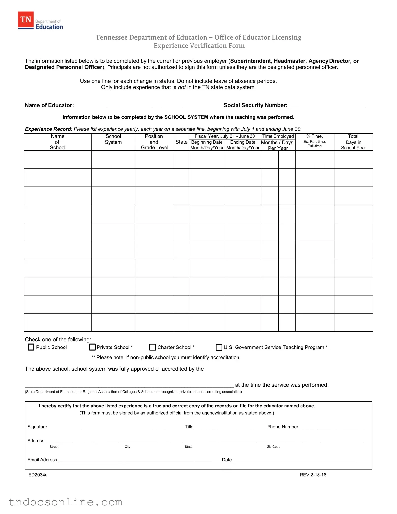 Download Tennessee Ed2034A Template in PDF