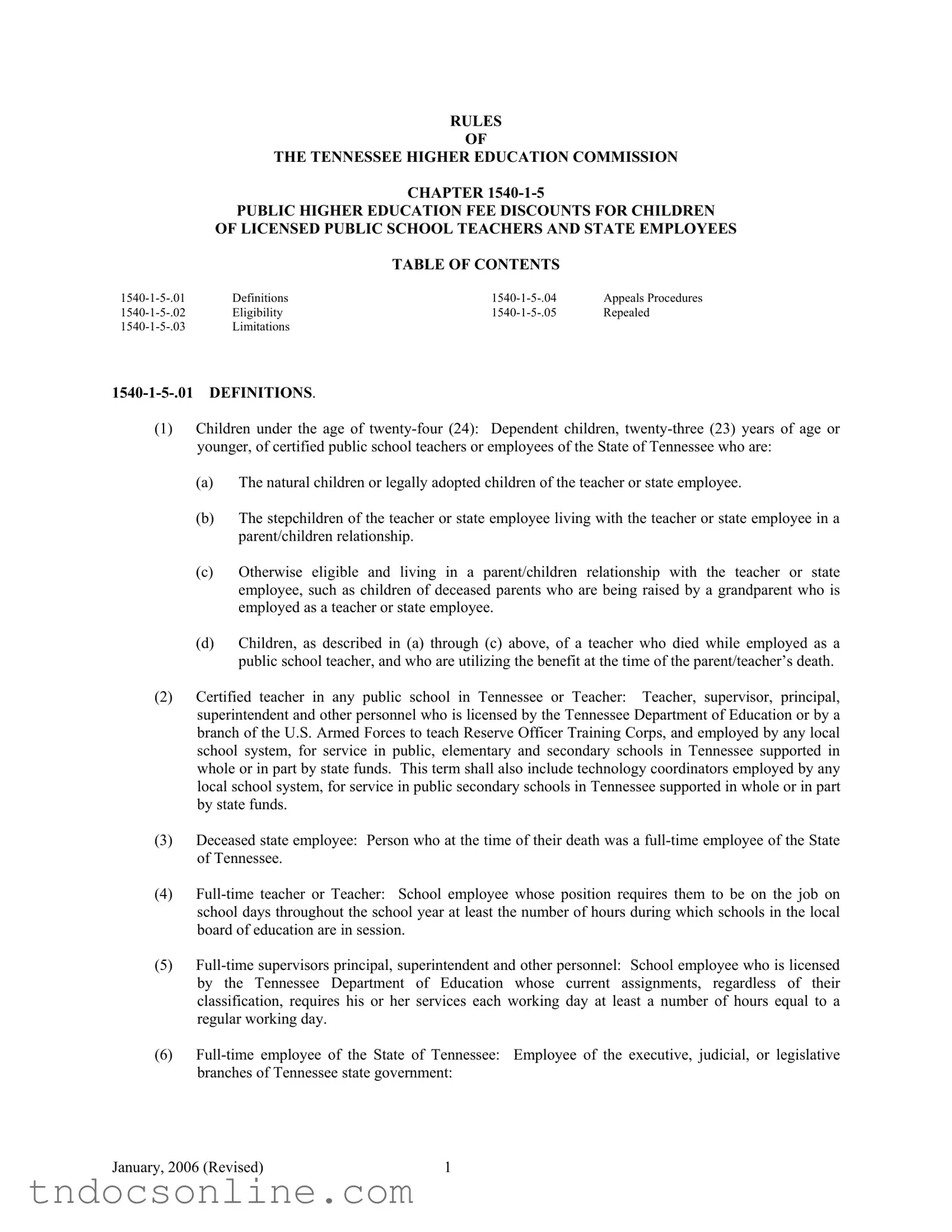 Download Tennessee Higher Education Discount Template in PDF