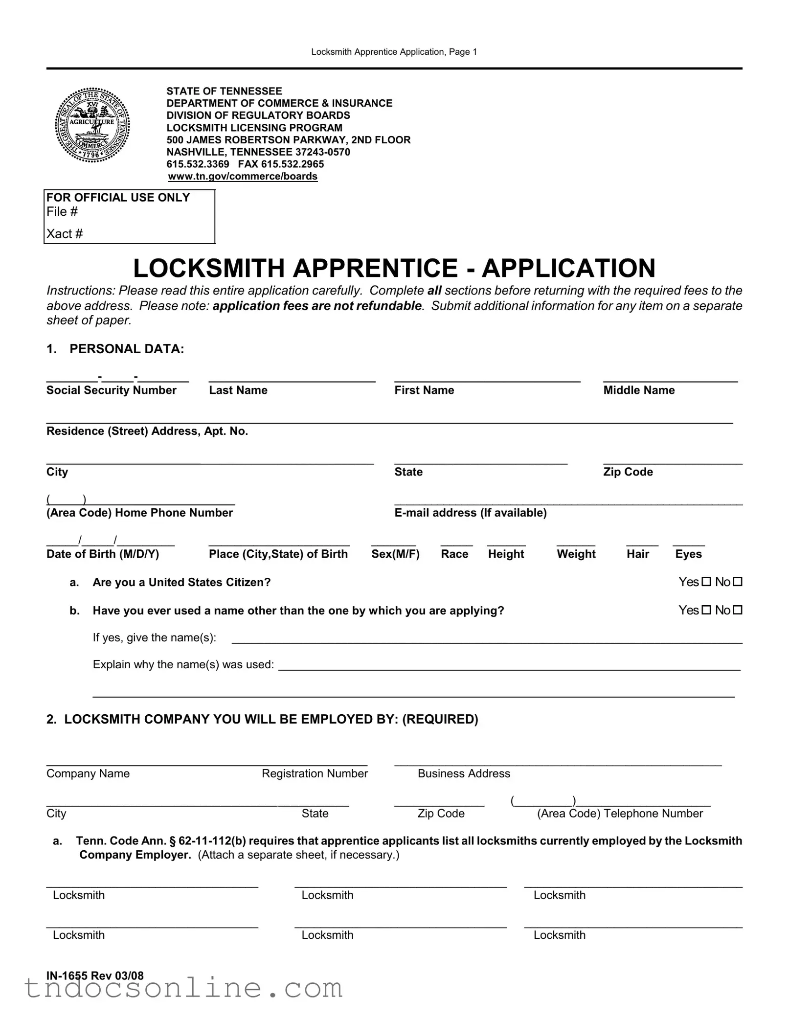 Download Tennessee In 1655 Template in PDF