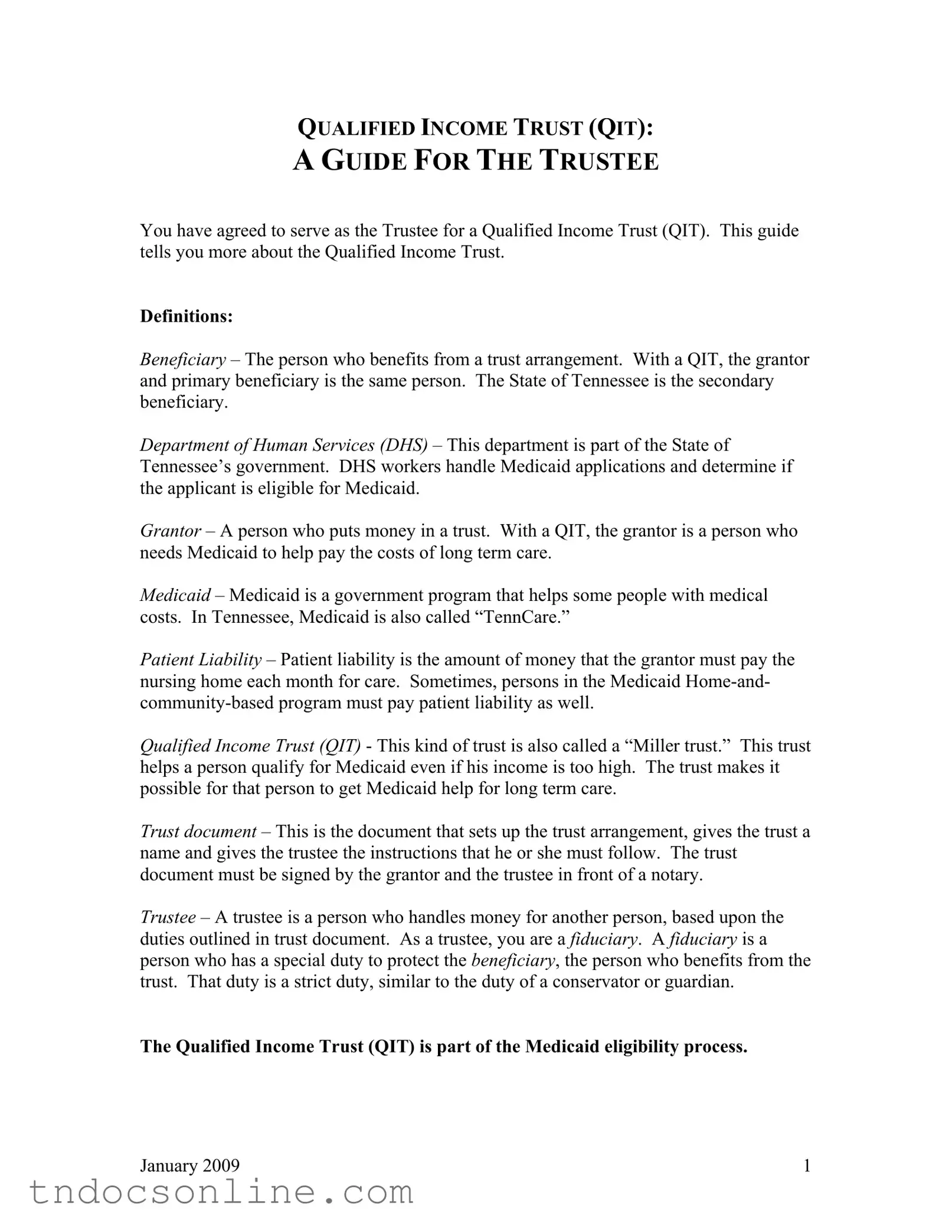 Download Tennessee Qit Template in PDF