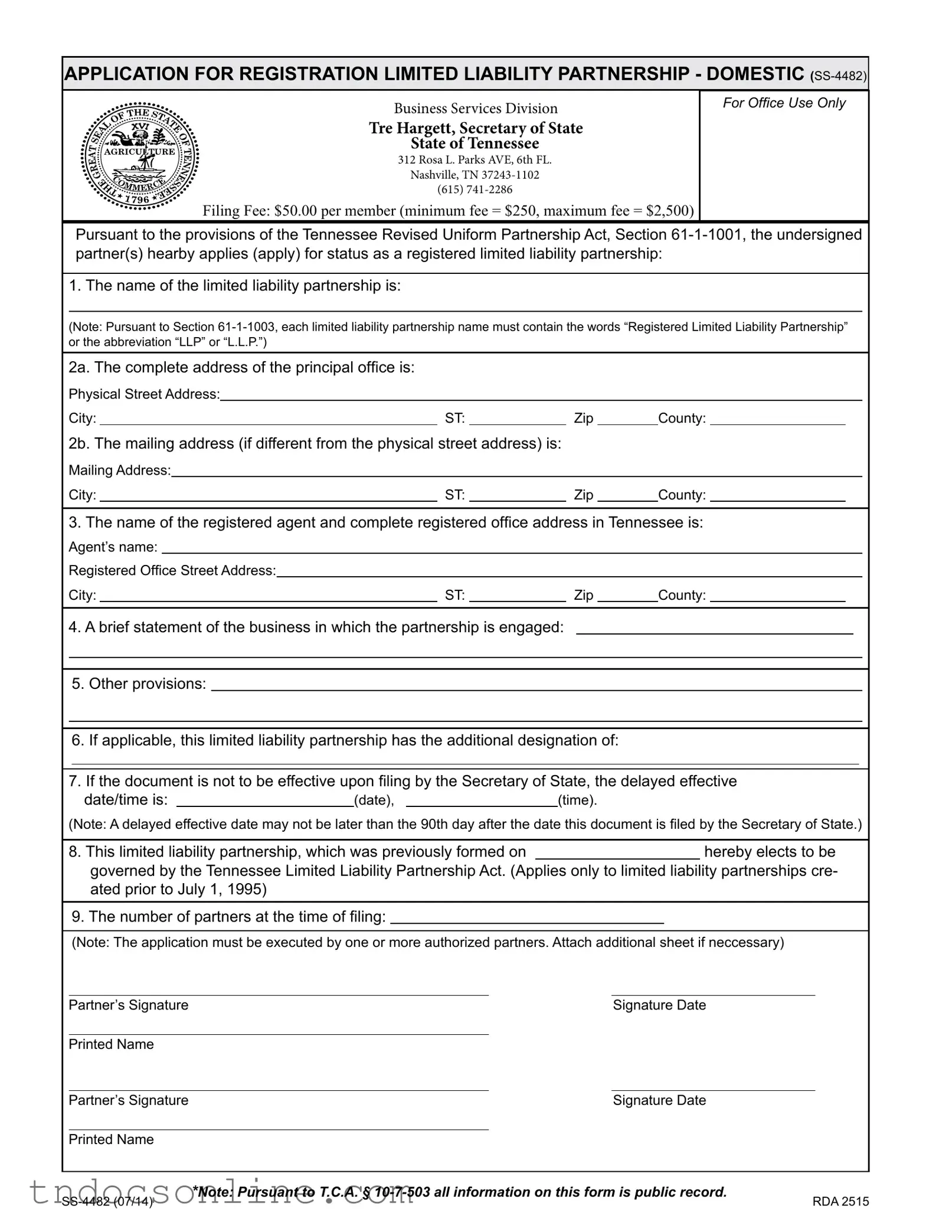 Download Tennessee Ss 4482 Template in PDF
