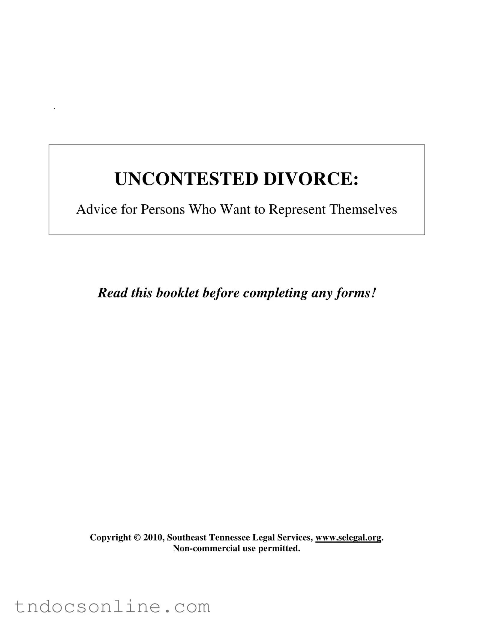 Download Tennessee Uncontested Divorce Template in PDF